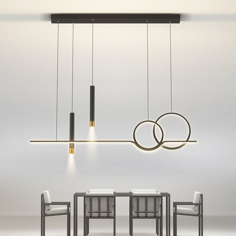 Postmodern Style Unique Shape Island Pendant Metal 5 Light Island Lighting for Dining Room