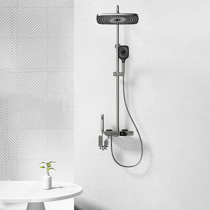 Modern Brass Shower Set 2 Shower Heads Shower Faucet in Gray and White