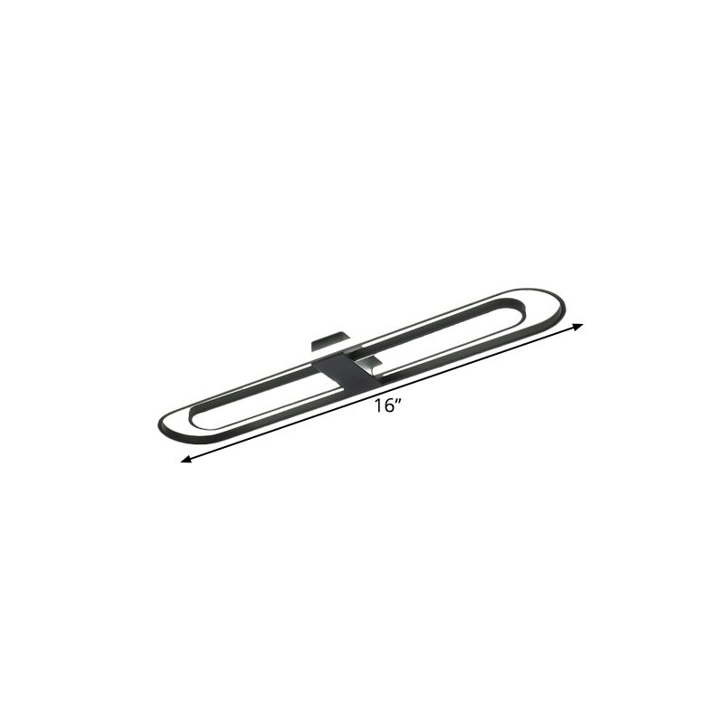 Plafonnier encastré à LED métallique moderne à double rectangle noir, 16"/23,5"/31,5" de large (la personnalisation sera de 7 jours)