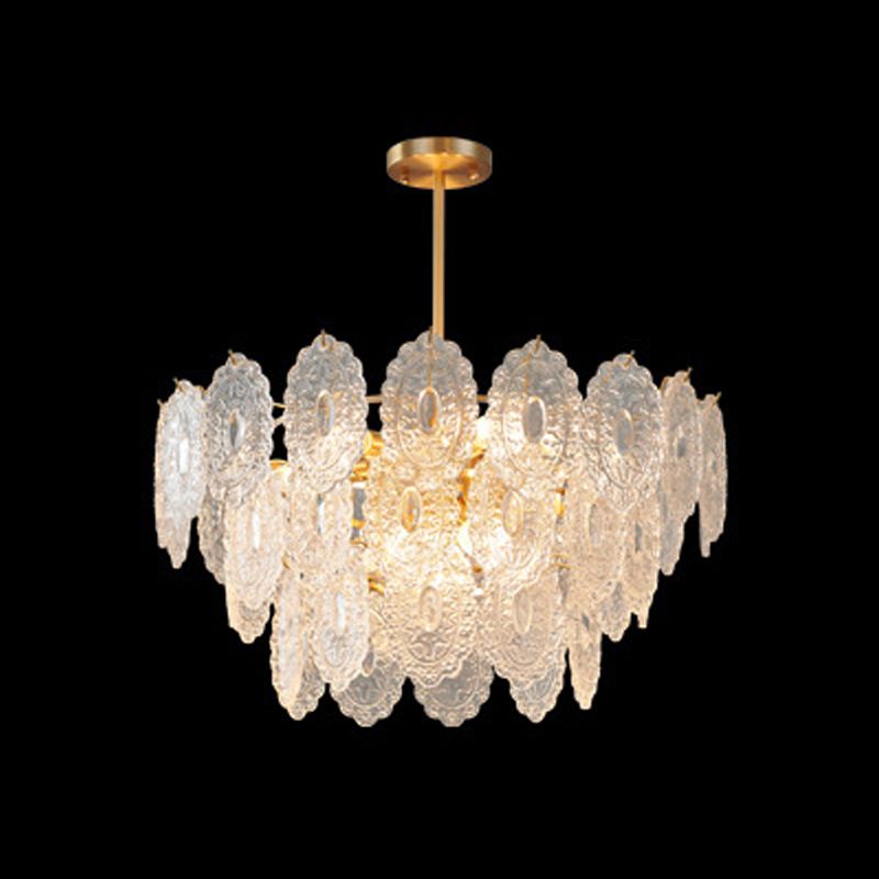 American Style Hanging Chandelier Metal Glass Chandelier in Gold for Hotel Restaurant