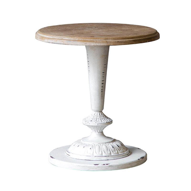 Pedestal Distressed End Table French Country Round Side End Table