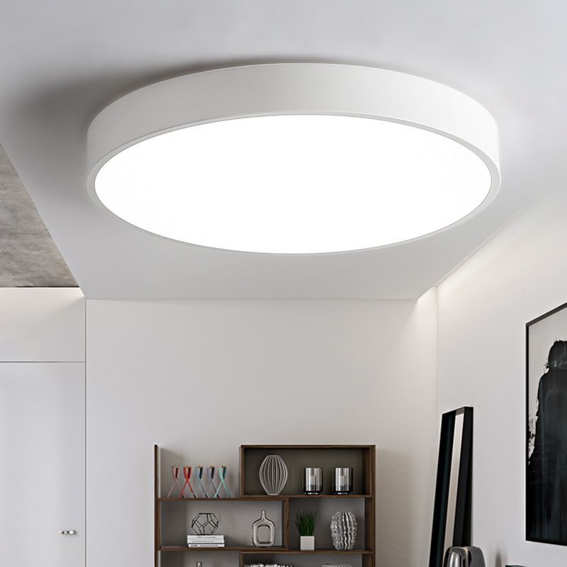 Plafonnier LED de forme ronde macaron fer moderne 1 lumière encastré pour balcon allée