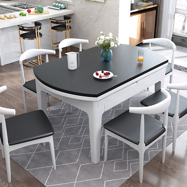 Round Dining Site Table Contemporary Style Stone Furniture with Drop-Leaf