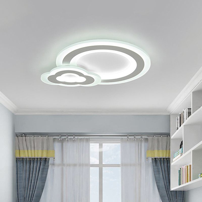 Star/Cloud/Loving Heart Ceiling Lamp Cartoon Acrylic Kids Bedroom LED Flush Mount Light in Warm/White Light