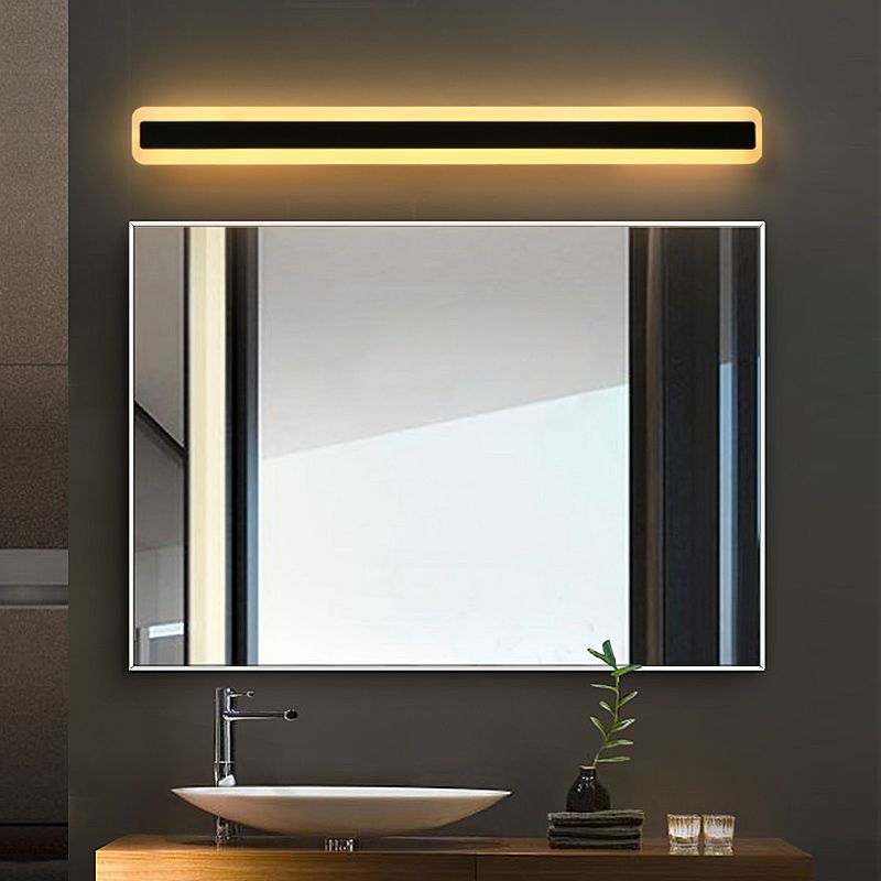 Linear Shape Metal Wall Sconce Modern Style Single Light Mirror Wall Mount Light