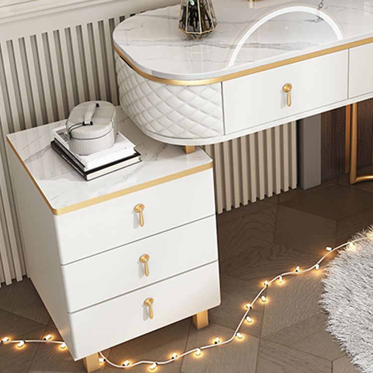 Glam Wood Vanity Dressing Table with Drawers in White Dressing Table