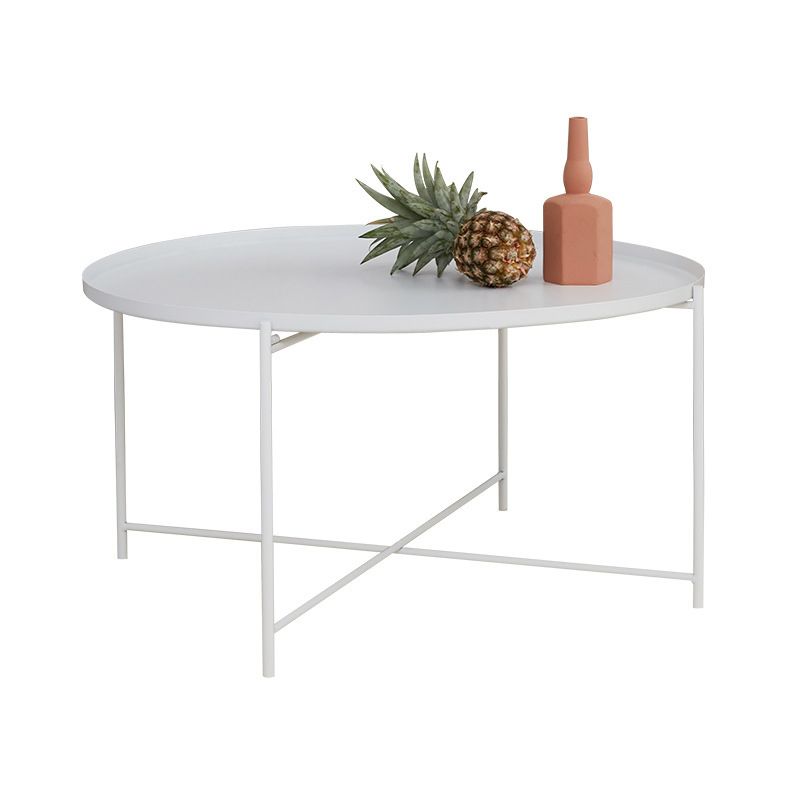 Modern Cross Legs Ironcraft Round Top Coffee Table/Nesting Tables
