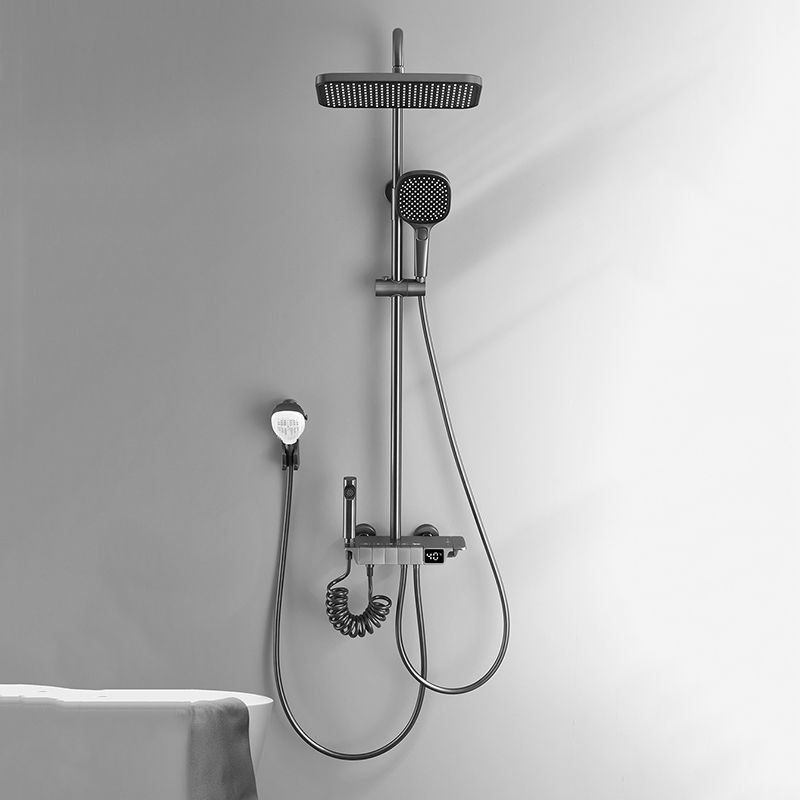 Contemporary Shower System Dual Shower Head Slide Bar Thermostatic Wall Mounted Shower Set