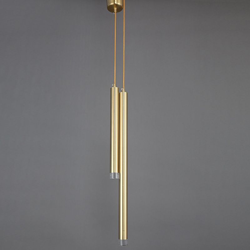 Gold Finish Tubular Spotlight Minimalist LED Metal Pendant Light for Open Kitchen