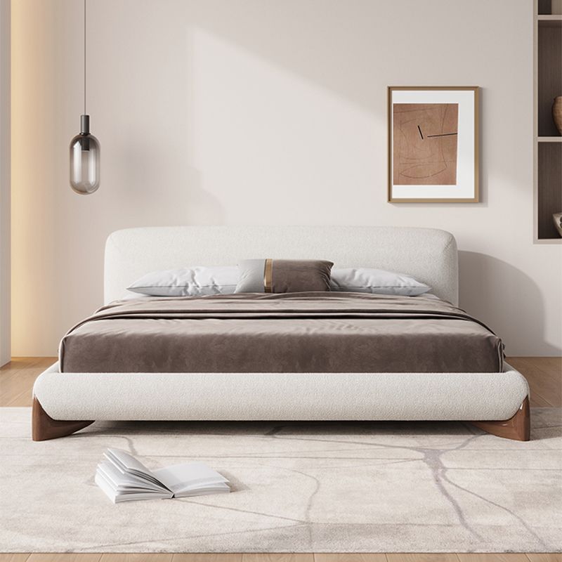 Contemporary Standard Bed with Rectangle Upholstered Headboard in White