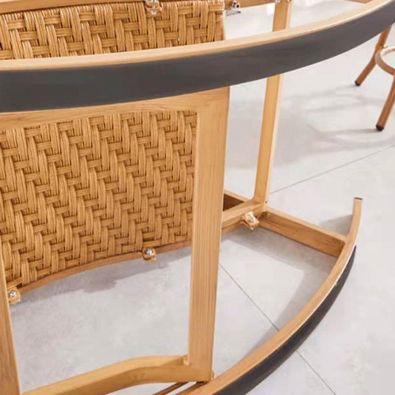 Rattan Natural Rocker Chair Modern Spindle Rocking Chair 25.2" x 41.3" x 35.4" for Outdoor