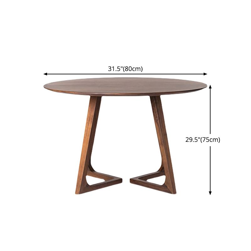Round Wood Color Dining Table Pine Solid Wood Modern Table with Double Pedestal