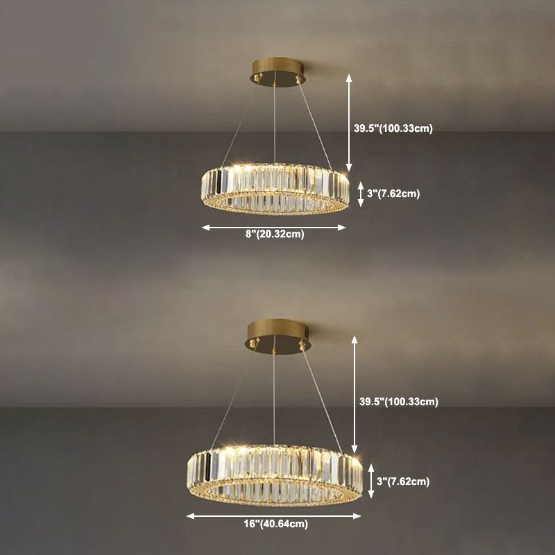 Moderne kreisförmige Kronleuchterkristall 1 Leicht Kronleuchter Anhänger Licht in Gold