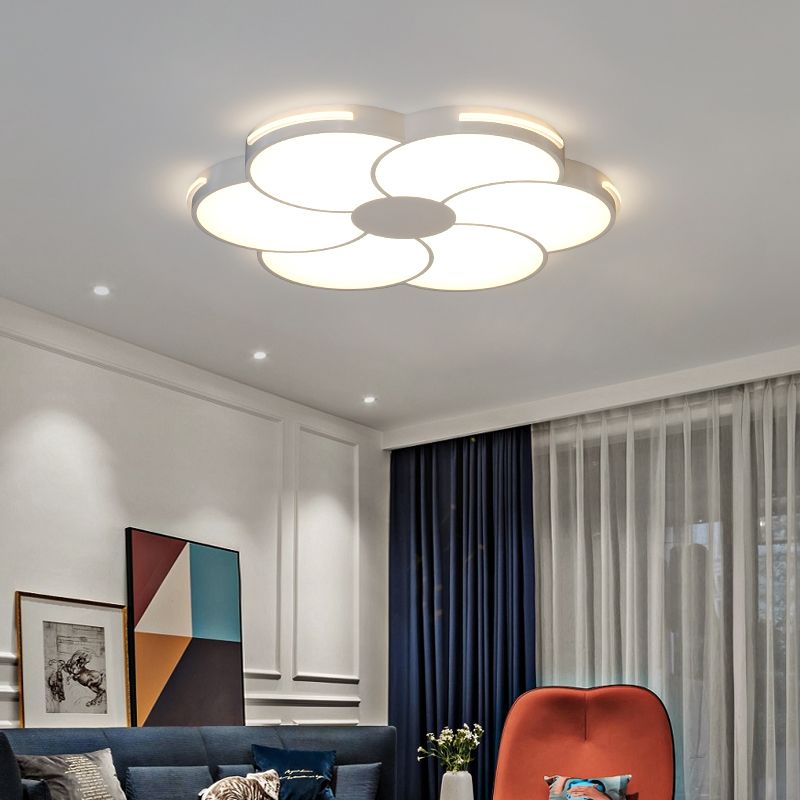 White Flower Ceiling Light Fixture Modernism LED Flush Mount for Bedroom