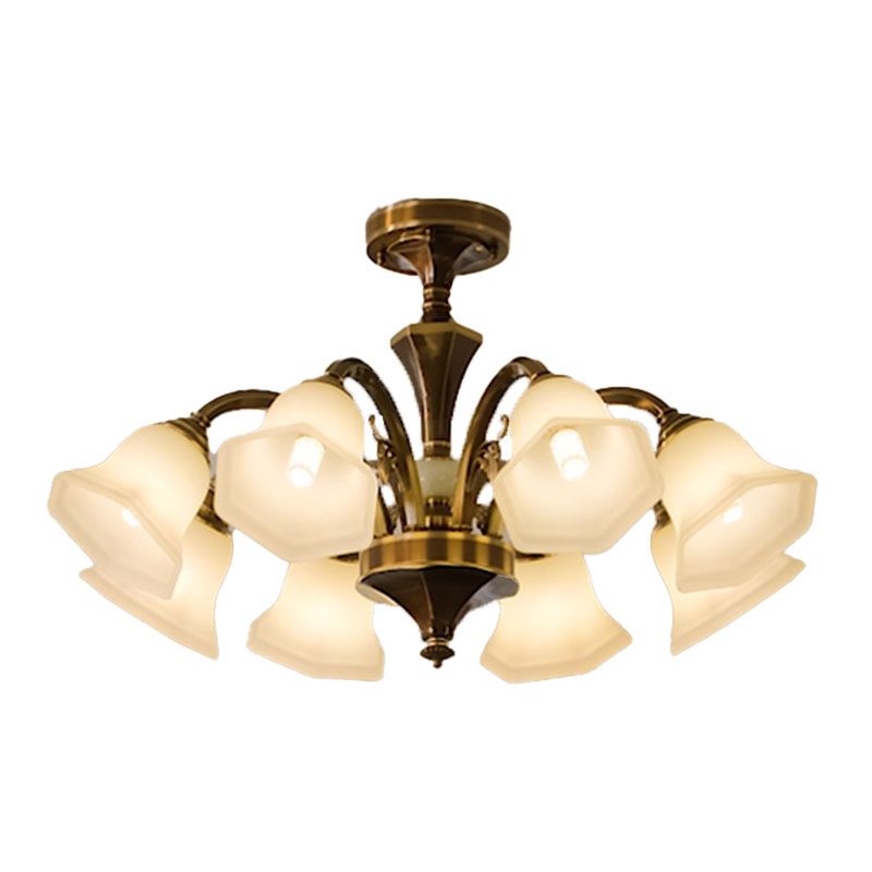 American Style Ceiling Light Bell Shape Ceiling Lamp with Glass Shade for Living Room