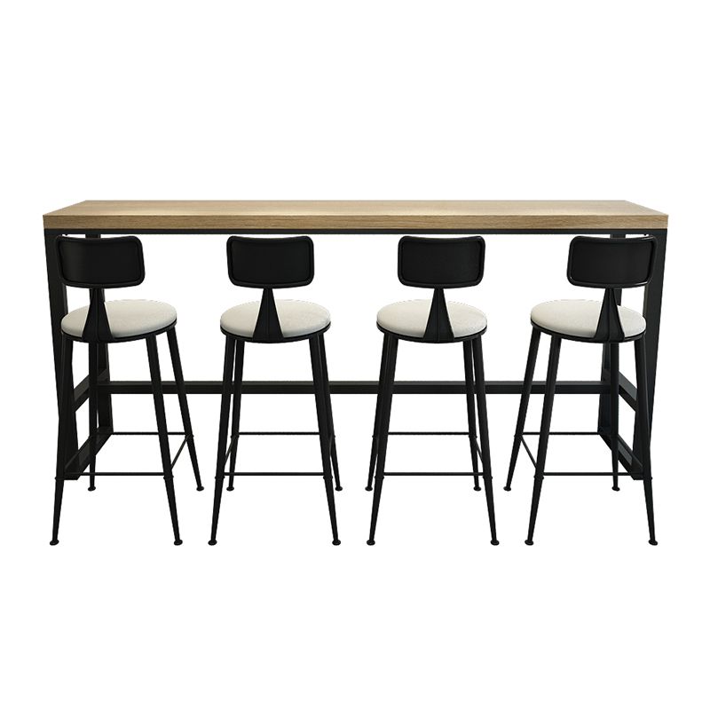 Rectangle Bar Pub Table Set 1/3 Pcs Solid Wood Top Bar Table and Metal Stools