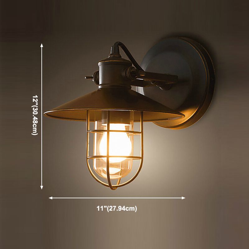 1 Light Flared Wall Mounted Light Fixture Industrial Style Metal Wall Sconce Lights in Black