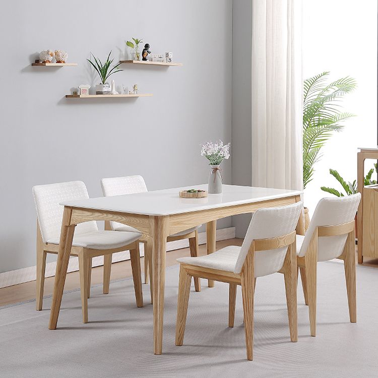 Simple Style Marble Dining Table 4 Legs Base Rectangle Table for Kitchen