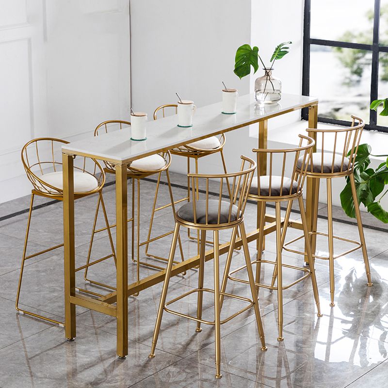 Glam 1/2/4/7 Pieces Bar Table Set Rectangle Bar Table with Metal High Stools