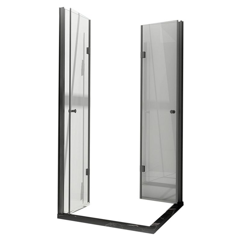 Black Folding Tempered Glass Shower Enclosure Transparent Shower Kit