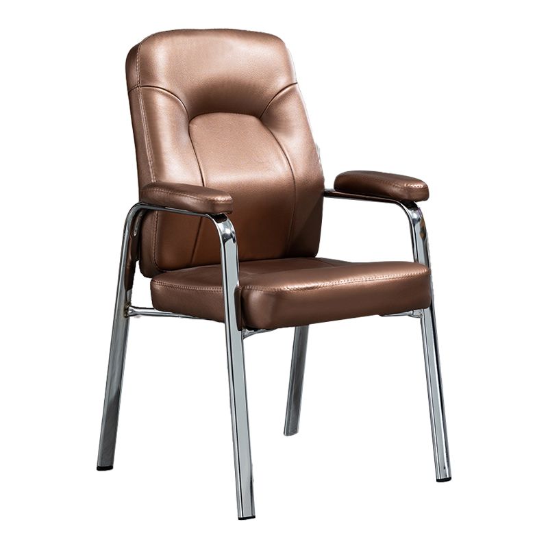 Sillas de comedor de cuero de estilo moderno Sillas laterales de comedor con brazo trasero sólido
