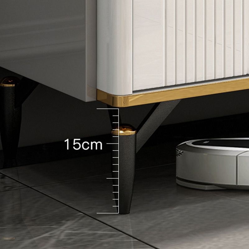 Glam Stone Storage Chest Bedroom Chest in White with Drawers