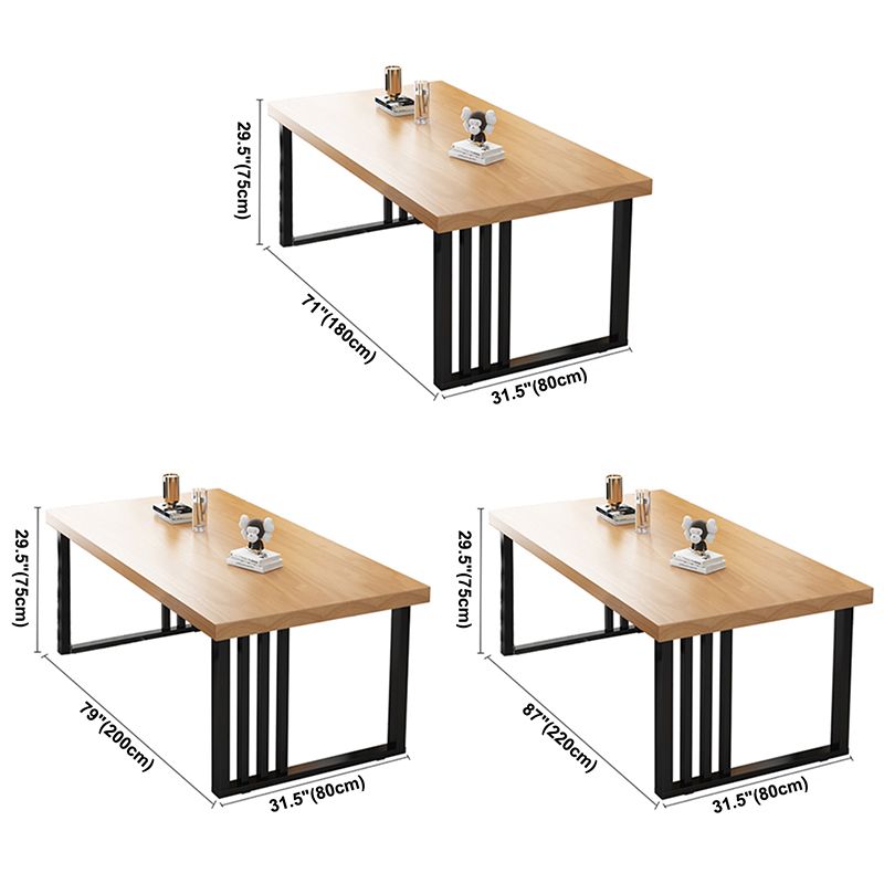 Industrial Rectangle Sled Base Furniture Solid Wood Dining Table for Home