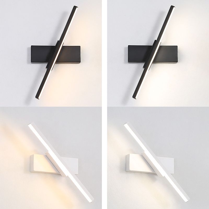 Lámpara de pared LED rectangular de aluminio en simplicidad moderna de hierro forjado aplastador de pared giratoria con sombra de silicona