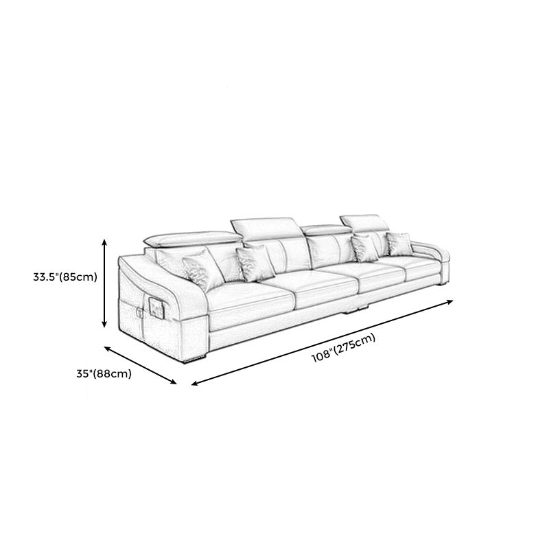 Modern Sloped Arms Sectionals 33.46"High Cushion Back Sectional Sofa with Storage, Grey