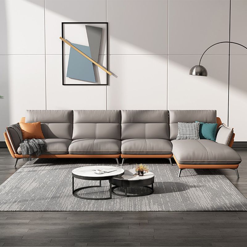 Modern Style Sofa Bed Imitation Leather Armrest Cushioning Back Sofa