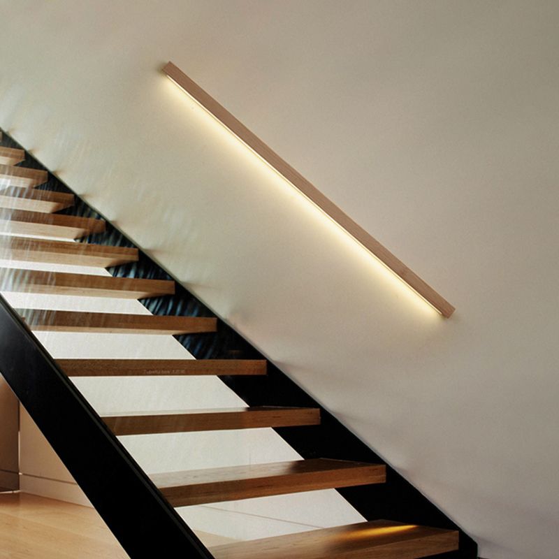 Sombra lineal madera pared apliques de estilo moderno luz de pared de luz simple en marrón