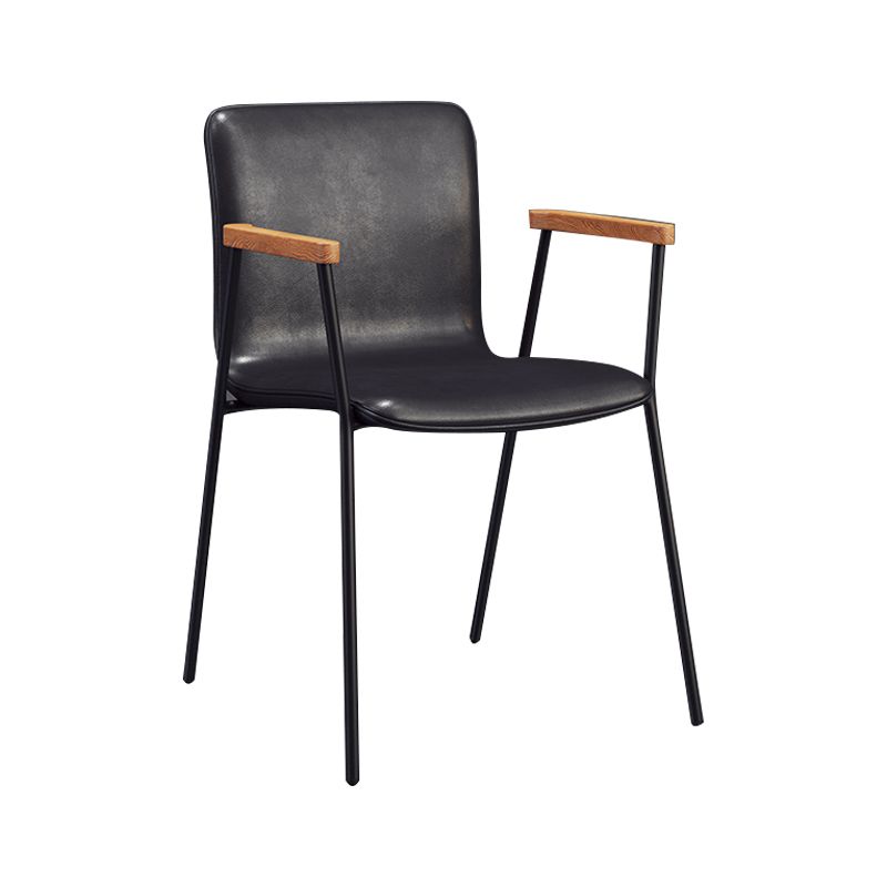 Scandinavisch ontwerp vaste achterarm zijstoel Leather Lederen Dining zijstoel