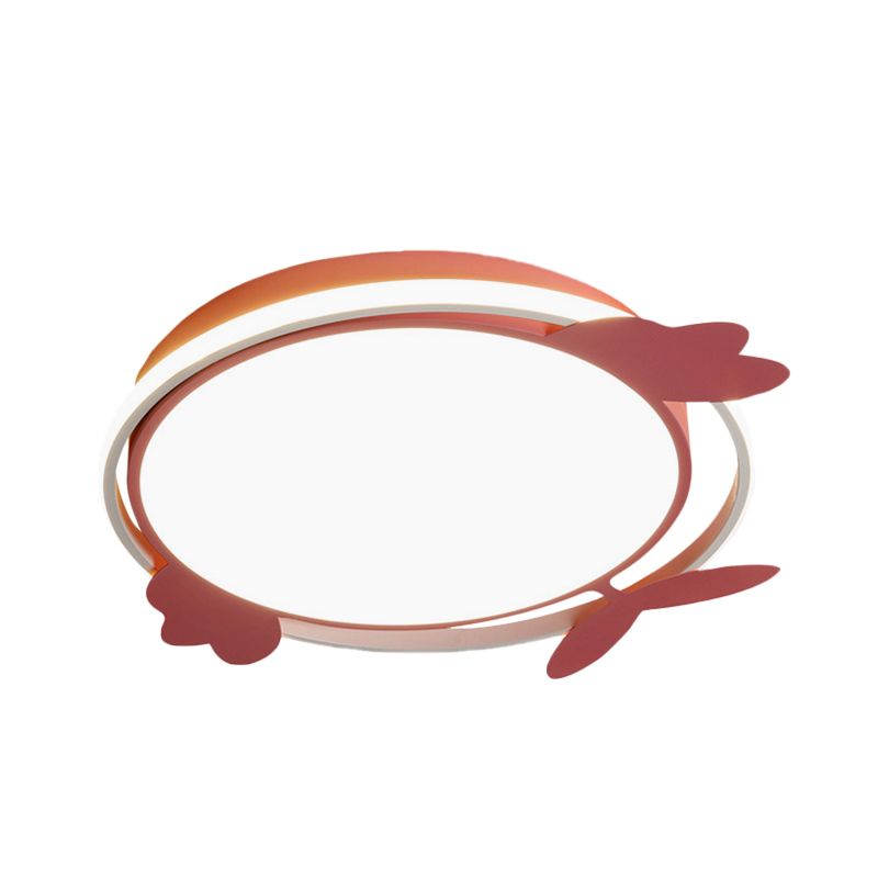 Nordic Style Bird Shaped Ceiling Light Fixture Acrylic LED Bedroom Flush Mount in Pink/Blue