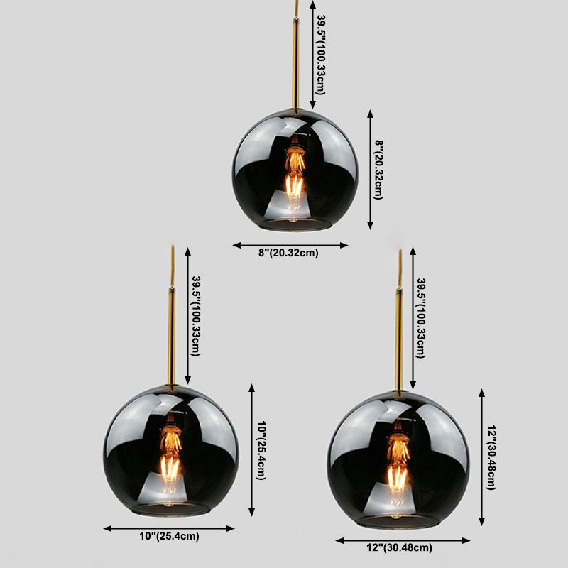 Modern Concise Globe Pendant Light Electroplate Copper Hanging Lamp with Glass Shade