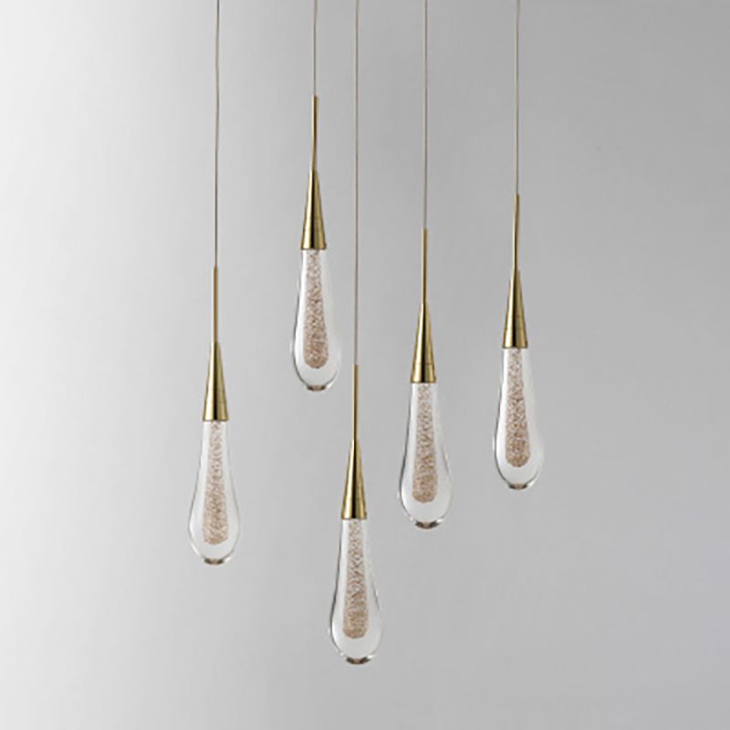 Modern Luxury LED LED Light Light Electroplate Alluminio Teacropplesso con l'ombra di cristallo