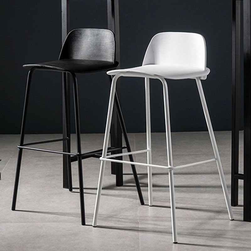 Modern Plastic Seats Macron Barstool Metal 4 Legs Bar Stool for Indoor, Set of 2