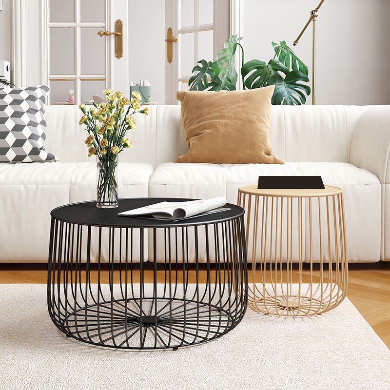 Mid-Century Modern Round Iron Coffee Table Frame Cocktail Table 15.75" H