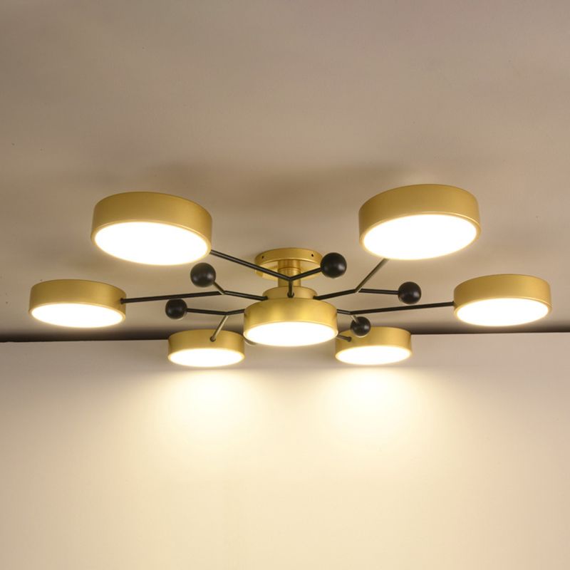 Molecular LED Semiflush Monte Light Macaron Style Metallo Living Camera Soffitto Luce