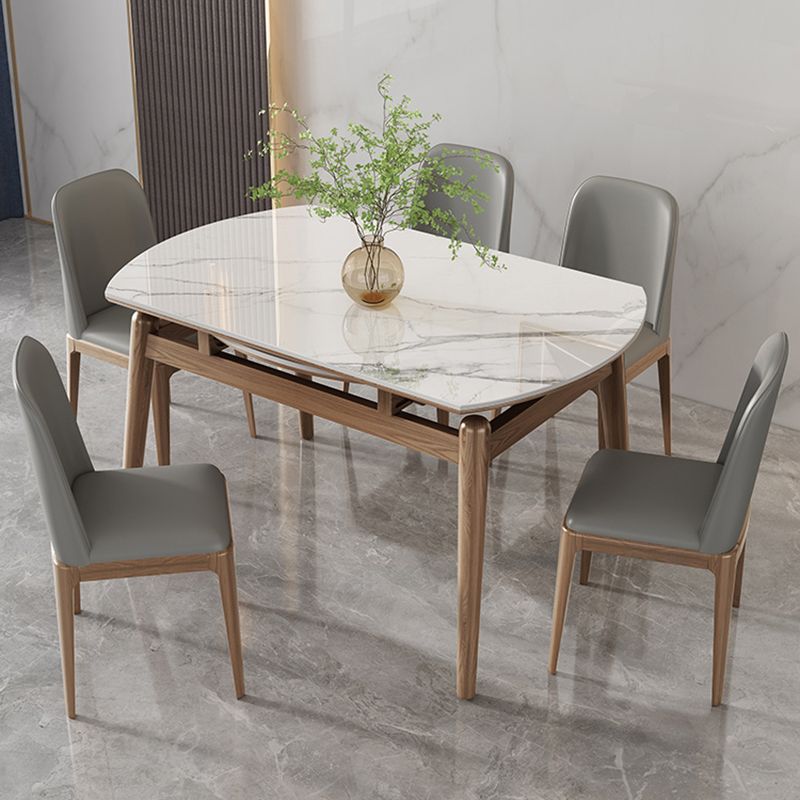 Home Dinner Room Kitchen Table Stone Extendable Dining Table