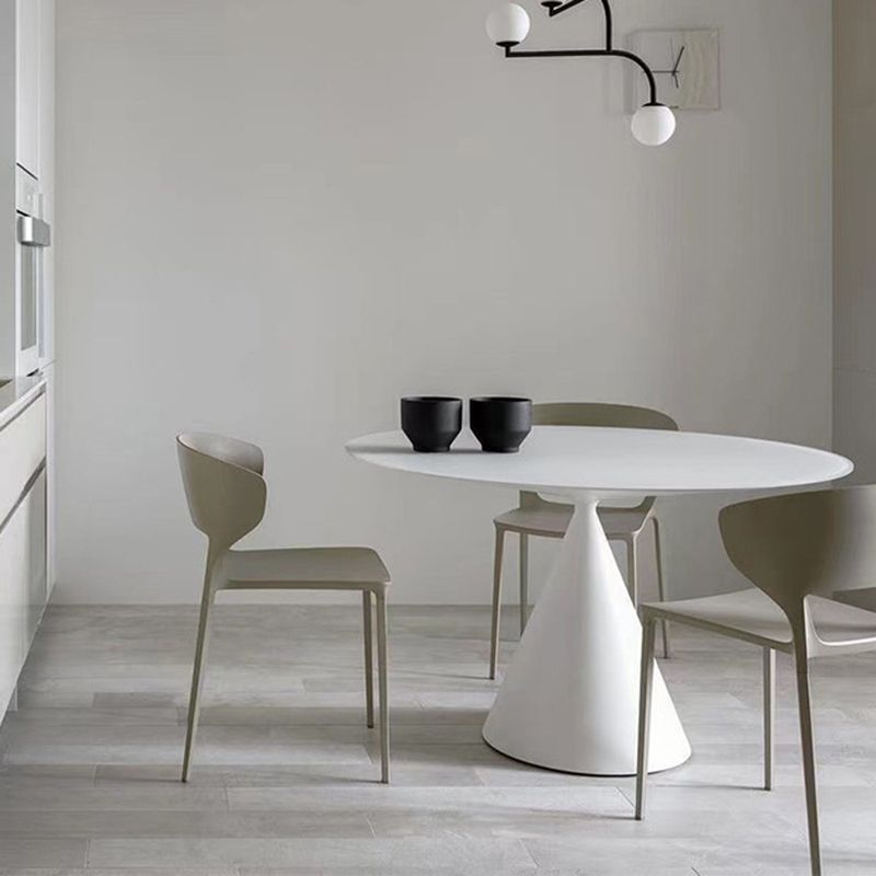 Contemporary Style Dining Round Table Sintered Stone Table with Metal Legs for Home