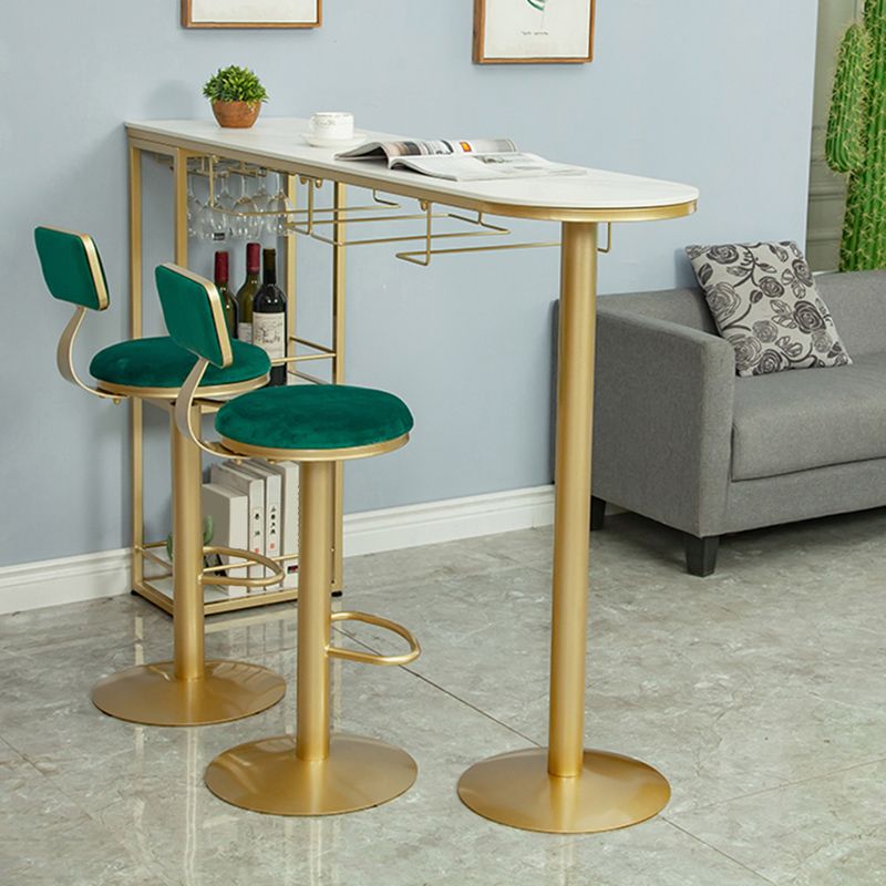 Modern Free Form Bar Dining Table Metal and Stone Bar Table for Living Room
