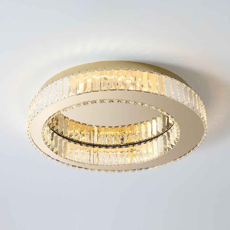 Living Room K9 Crystal Flush Mount Light Fixture Contemporary Cylinder Flush Light Fixture