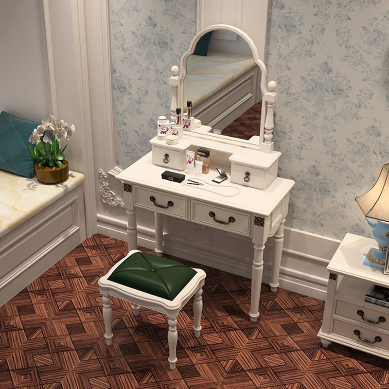 Solid Wood Makeup Vanity Set Victorian 4 Drawers Dressing Table