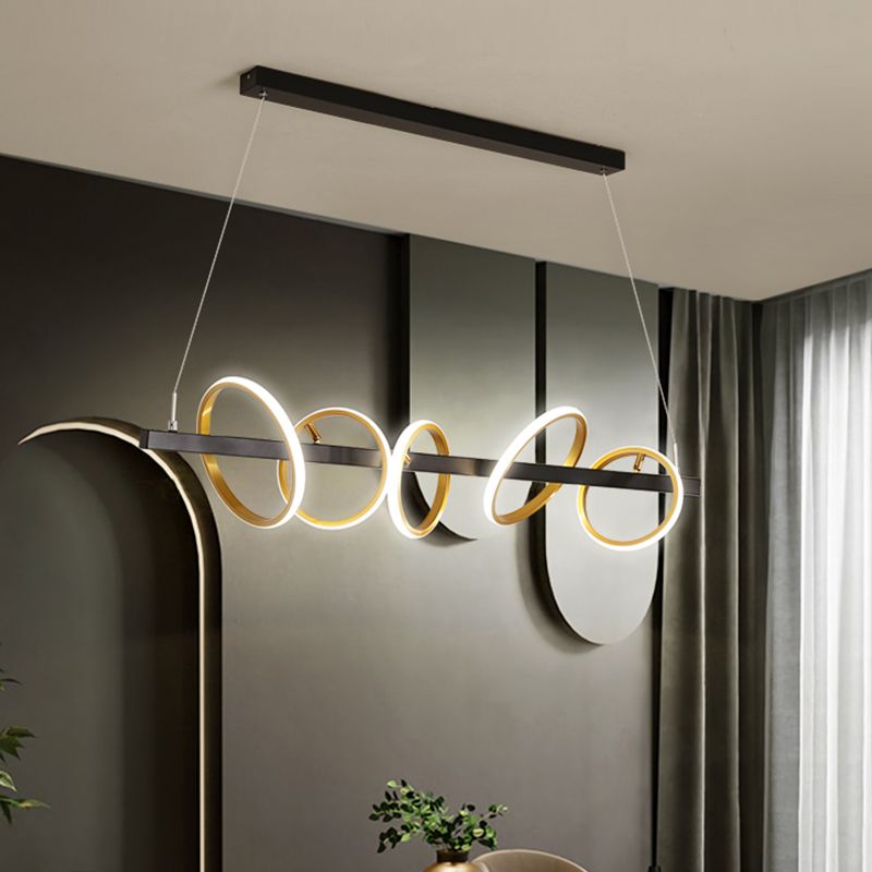 Simple Circles Ceiling Pendant Metal 4/5 Heads Dining Room Island Lighting Ideas in Gold, Warm/White Light