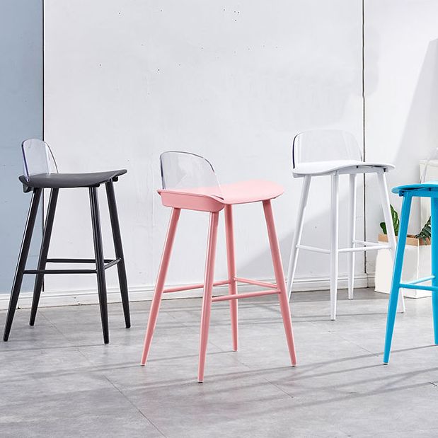 Indoor Glam Low Back Bar Stool Armless Metal and Plastic Bar Stool