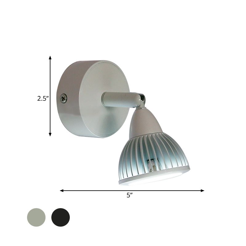 Rotatable Domed Wall Sconce Light Modern Metal LED Black/White Wall Lamp with/without Switch in Warm/White Light