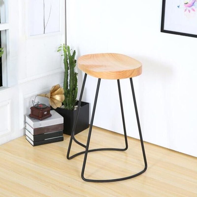 Modern Solid Wood Counter Stool Footrest Saddle Seat Counter Bar Stool in Natural