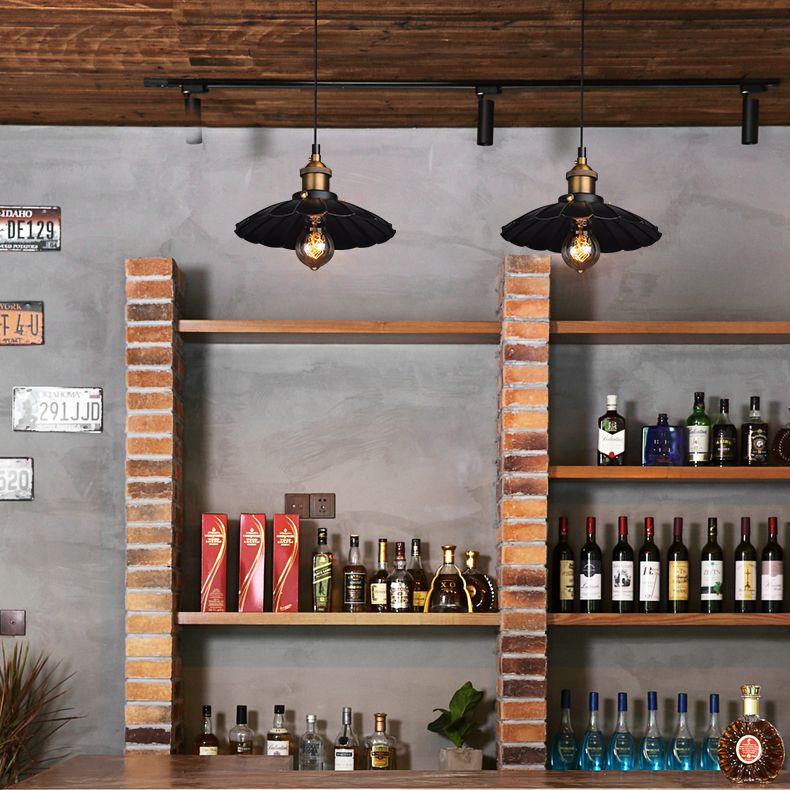 Luz de colgante festoneado de estilo industrial 1 Cabeza de lámpara de hierro para el restaurante