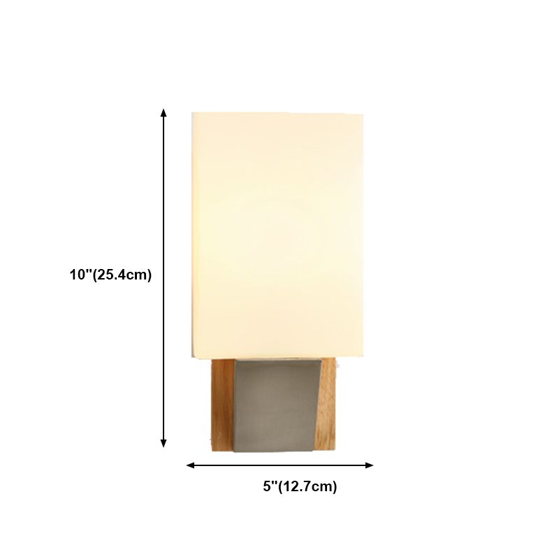 Modern Concise 1-Light Wall Lamp Wooden Geometric Wall Sconce with Glass Shade