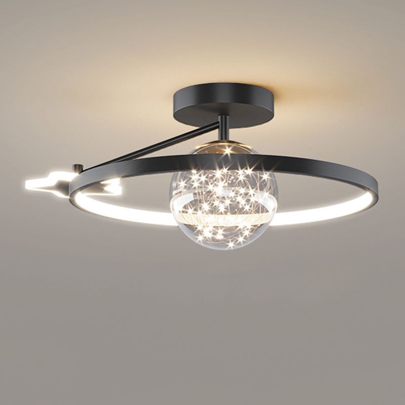 Round Shape LED Sky Star Ceiling Lamp Modern Iron 3 Lights Flush Mount for Dining Room